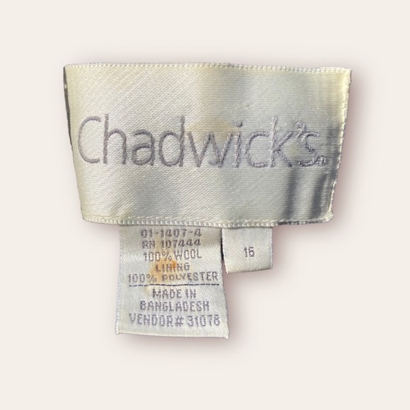 VTG Chadwick’s Wool Blue Plaid Peacoat SZ 16 - Picture 3 of 3